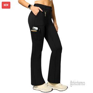 Stretch Cargo Pants High Waist Bootcut Flare Leggings with 6 Pockets